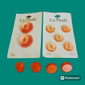 Vintage LA MODE Moonglow Orange Two Hole and Shank Buttons